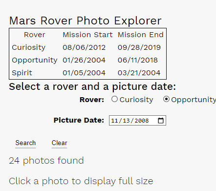 Mars Rover AJAX Calls Project