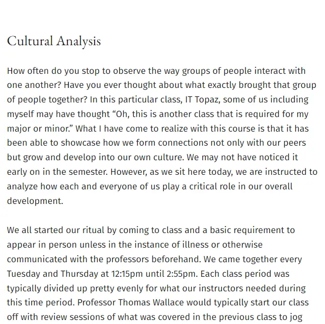 Cultural Analysis